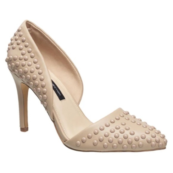 NEW French Connection size 10 Forever Studded Nude pump Office Siren Corpcore - Picture 1 of 8